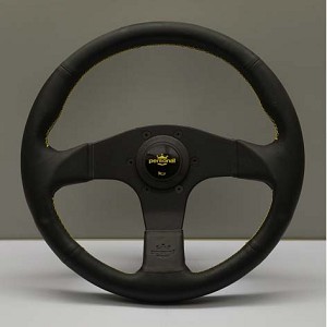 Personal Steering Wheel - Neo Actis - 350 mm Black Leather with Yellow Logo