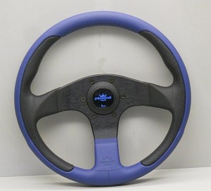 Personal Steering wheel - 320mm -New Racing - Blue Leather + Black Perforated Leather w/ Black Spokes  - Part # 6771.32.2063