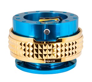 NRG Gen 2.1 Quick Release Kit - Blue Body / Chrome Gold Pyramid Ring - Part # SRK-210BL/CG